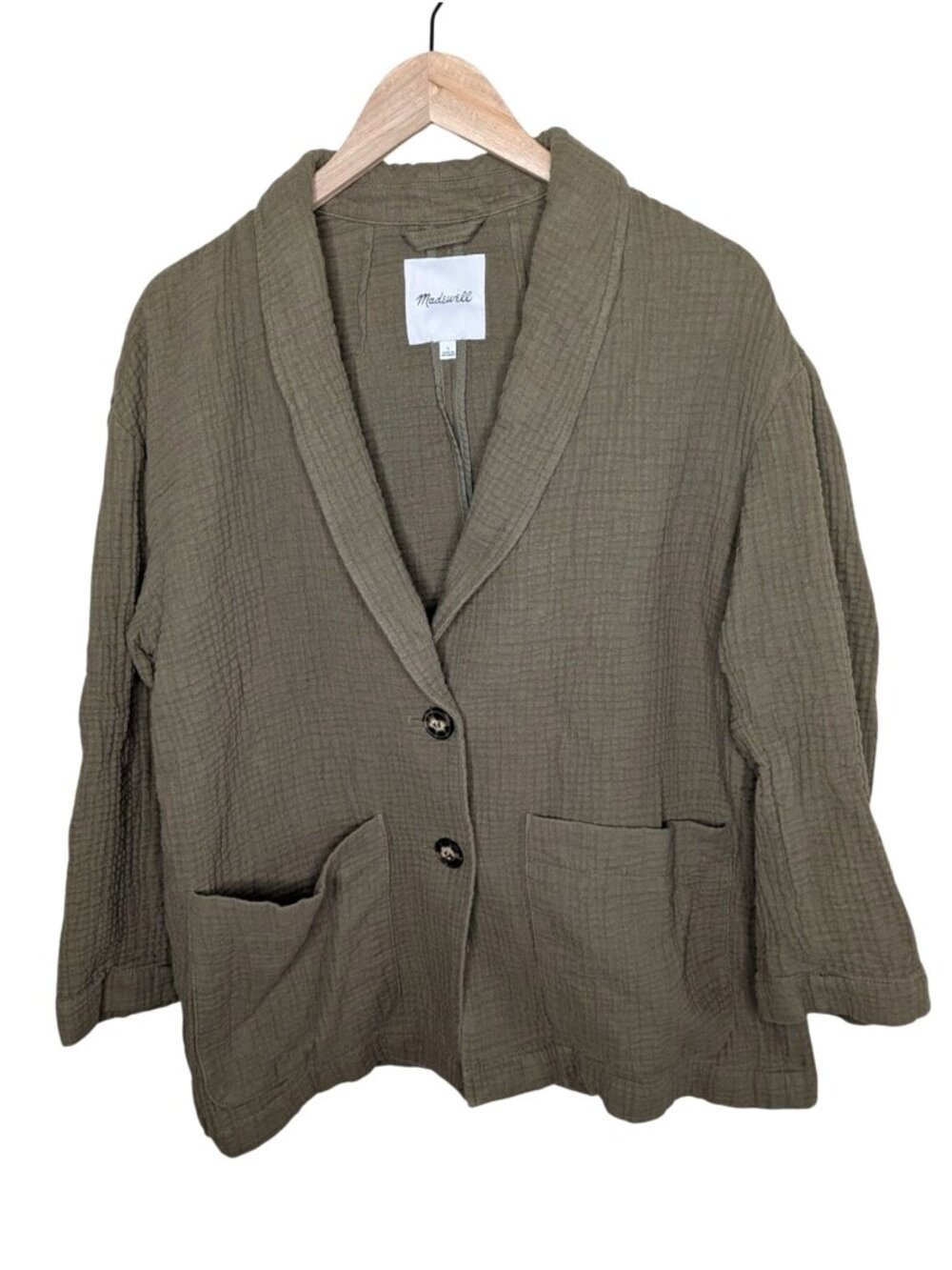 Madewell Womens Olive Green Cotton Lightspun Dorset blazer Large